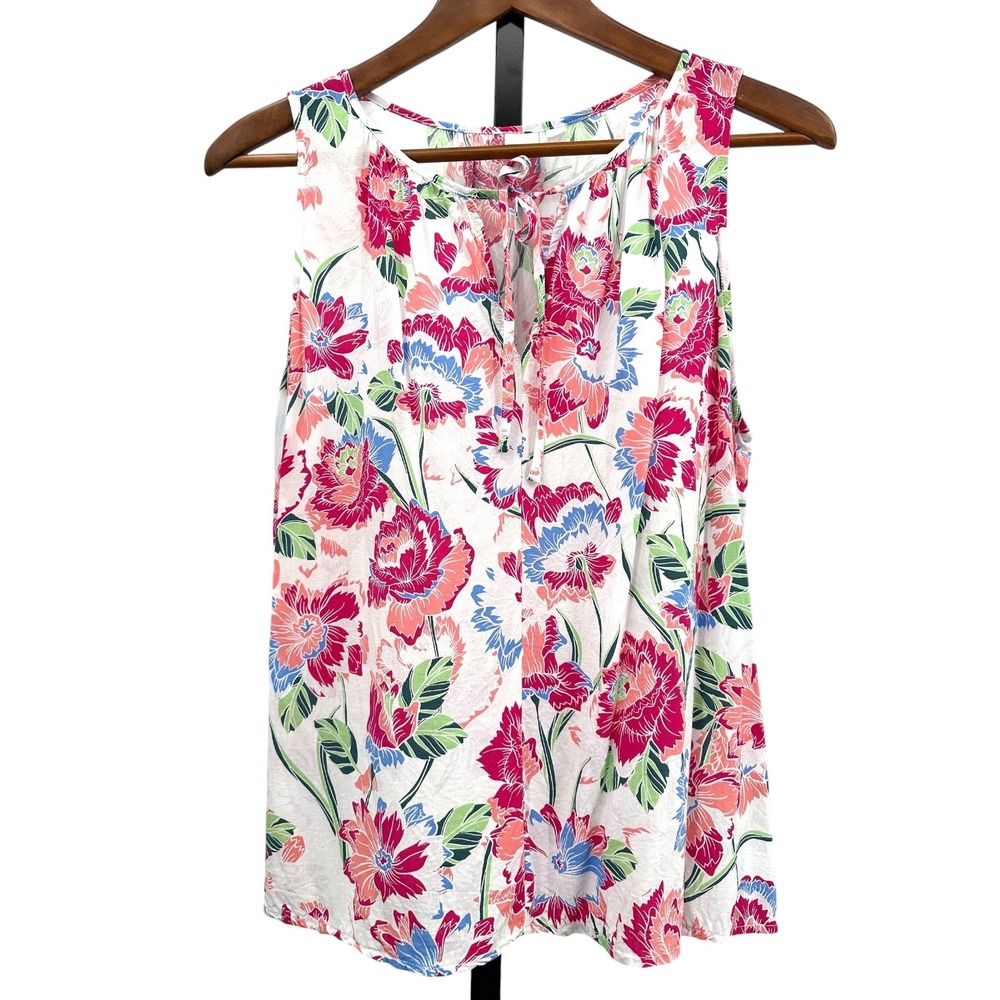 GAP Sleeveless Zen Tie Top Pink Wildflower Floral Pattern Viscose Women's Large